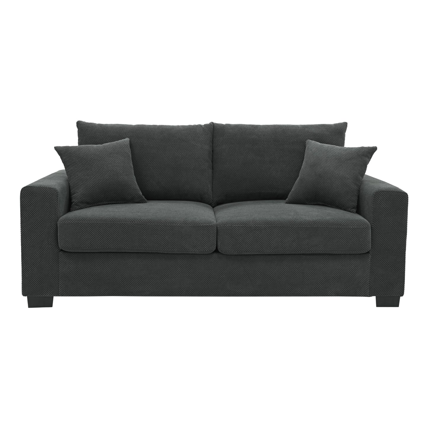 69-inch Two-Seater Sofa with Textured Fabric, Comfortable Upholstered Couch in , Wood and Fabric Frame with Sturdy Plastic Legs for Living Room, Apartment, Office