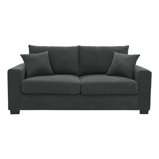 69-inch Two-Seater Sofa with Textured Fabric, Comfortable Upholstered Couch in , Wood and Fabric Frame with Sturdy Plastic Legs for Living Room, Apartment, Office
